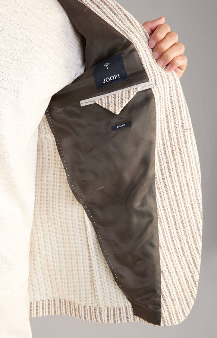 Joop Strick-Sakko Hedvin in Hellbeige gestreift Fabrikpreis