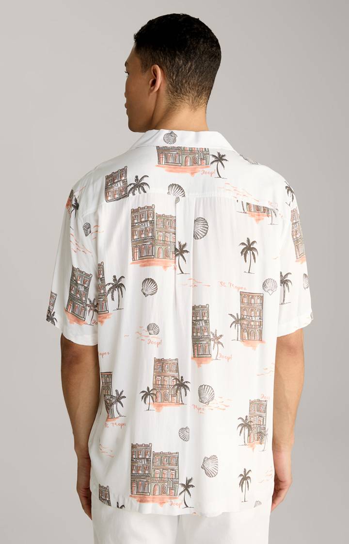 Joop Viskose-Hemd Kawai in Offwhite/Braun/Rot gemustert Tiefpreis