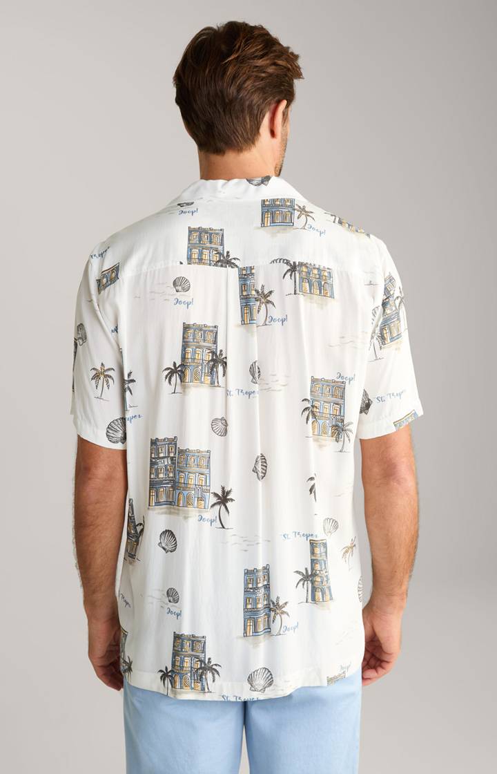 Joop Viskose-Hemd Kawai in Offwhite/Blau/Gelb gemustert Zeitbegrenzte Promotion