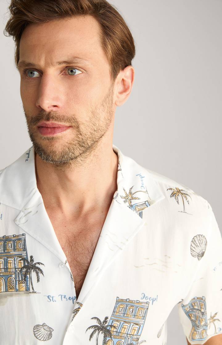 Joop Viskose-Hemd Kawai in Offwhite/Blau/Gelb gemustert Zeitbegrenzte Promotion