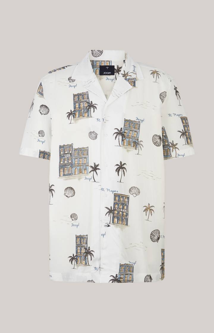 Joop Viskose-Hemd Kawai in Offwhite/Blau/Gelb gemustert Zeitbegrenzte Promotion