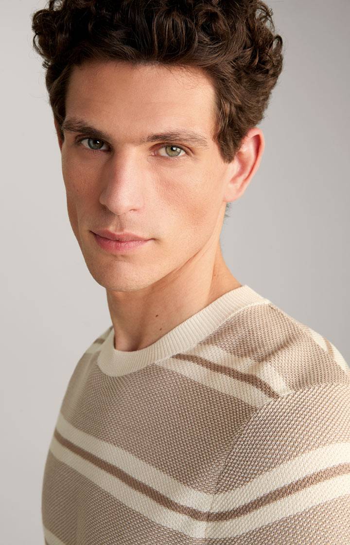 Joop Strick-Shirt Vico in Beige/Offwhite gestreift Begrenzt auf 3 Tage