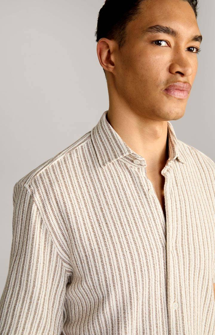 Joop Strick-Hemd Kawi in Beige gestreift Rabatt