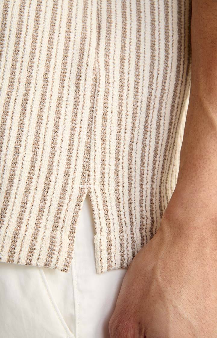 Joop Strick-Hemd Kawi in Beige gestreift Rabatt
