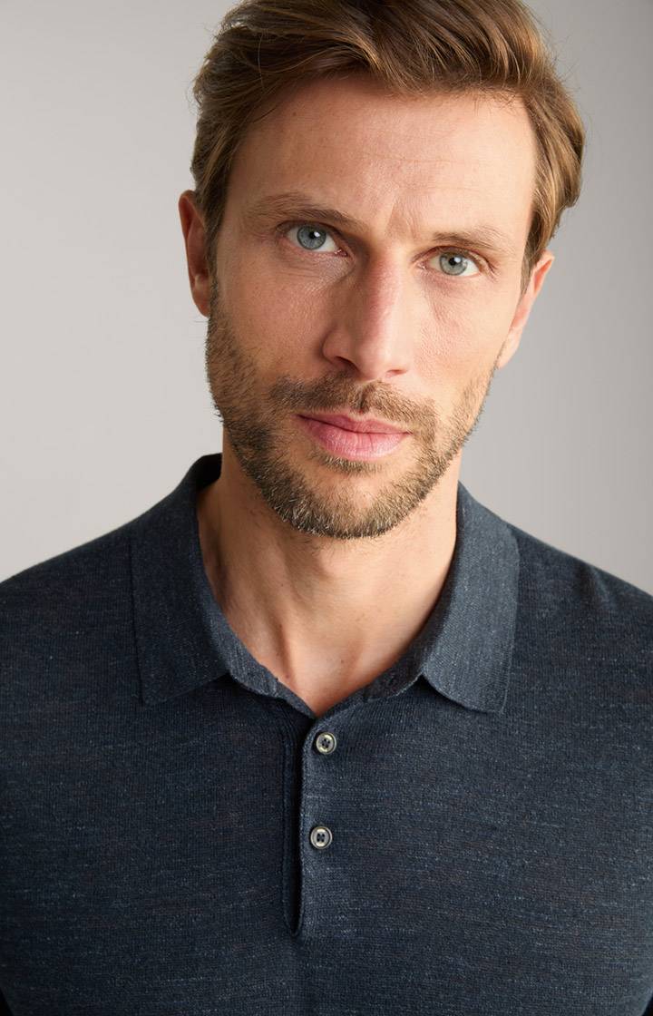 Joop Leinenmix-Poloshirt Malioso in Navy Große Rabatte
