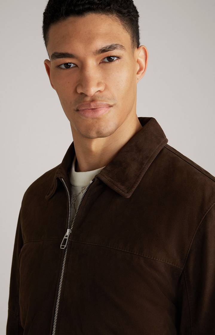 Joop Ziegenvelours-Lederjacke Laup in Dunkelbraun Neueste Mode
