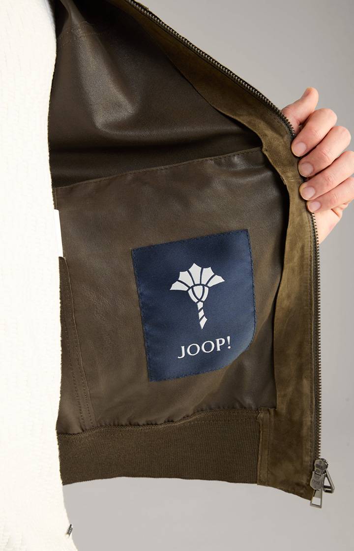 Joop Ziegenvelours-Lederjacke Pios in Oliv Online Outlet