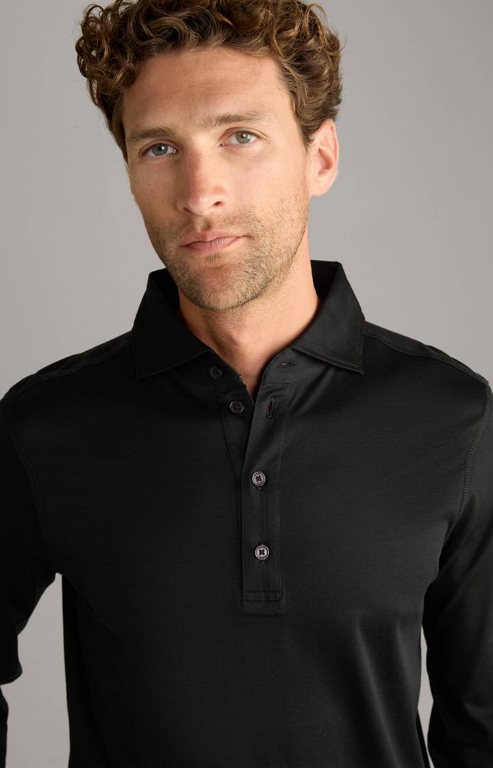 Joop Langarm-Poloshirt Baldwin in Schwarz im Angebot