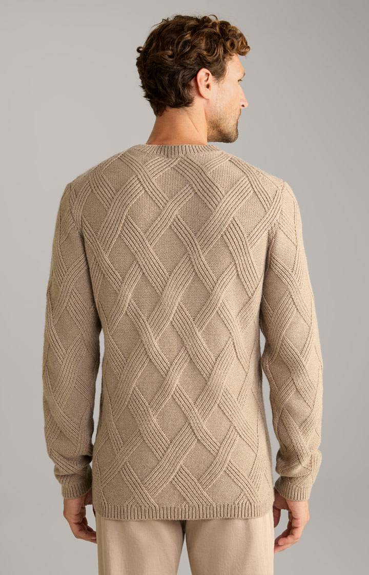 Joop Cashmere-Mix-Pullover Diamondo in Hellbraun Tiefpreis