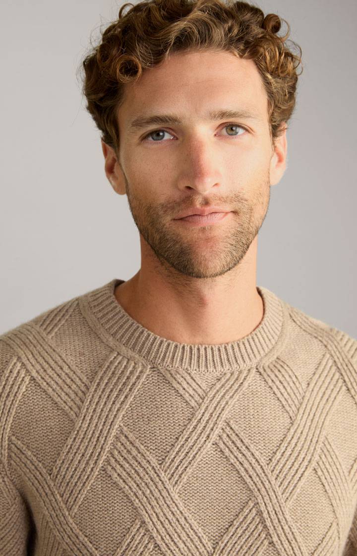 Joop Cashmere-Mix-Pullover Diamondo in Hellbraun Tiefpreis
