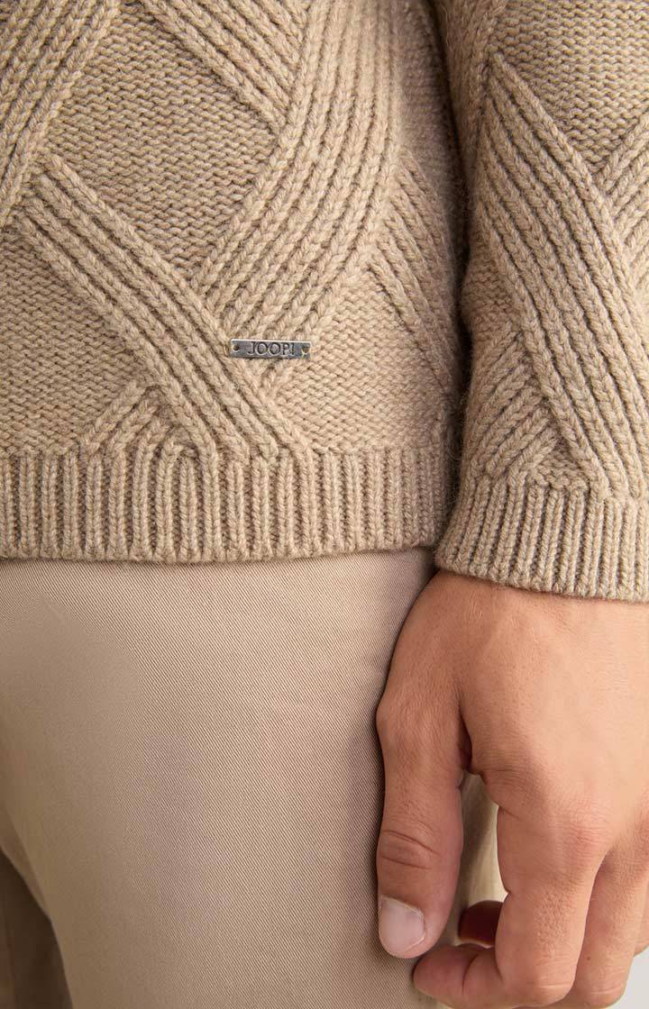 Joop Cashmere-Mix-Pullover Diamondo in Hellbraun Tiefpreis