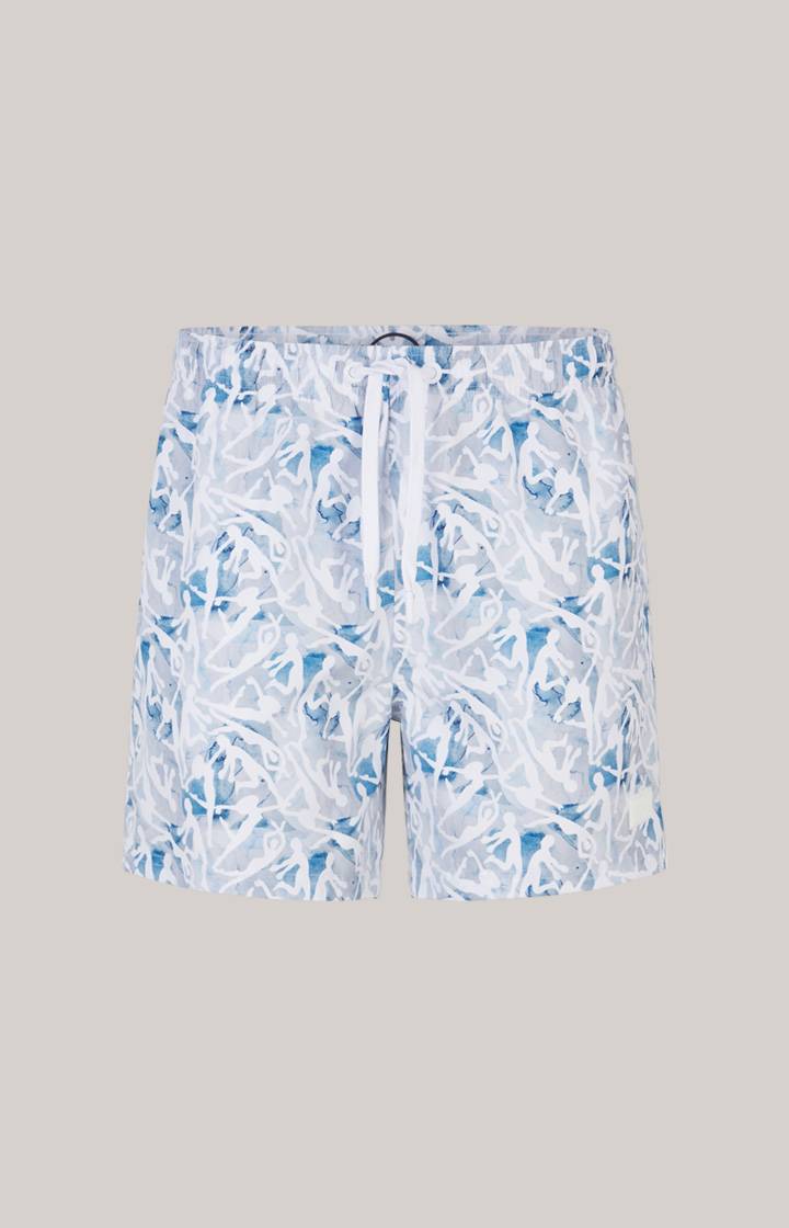 Joop Badeshorts Nissi Beach in Weiß/Blau gemustert Fabrikpreis