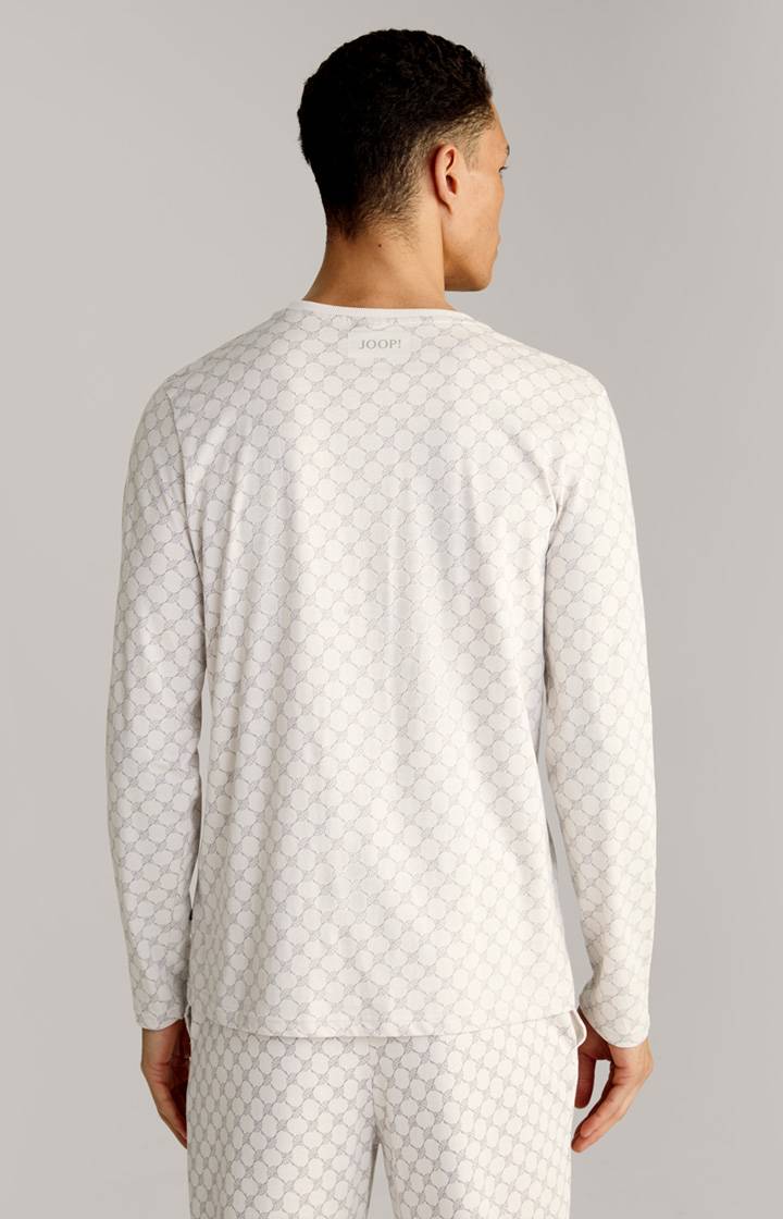 Joop Loungewear Longsleeve in Offwhite/Grau gemustert Schlussverkauf
