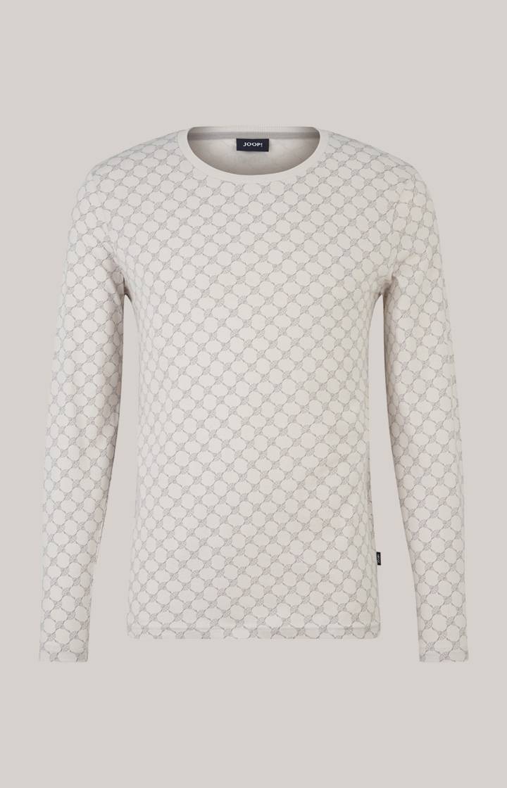 Joop Loungewear Longsleeve in Offwhite/Grau gemustert Schlussverkauf