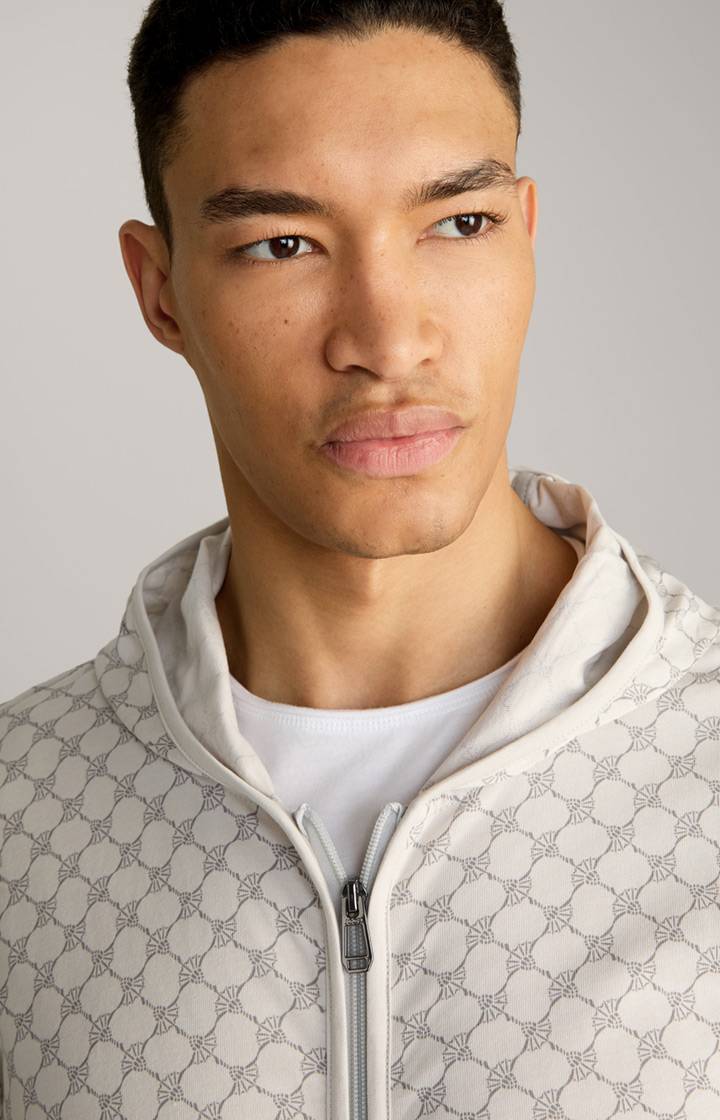 Joop Loungewear Sweatjacke in Offwhite/Grau gemustert Fabrikverkauf