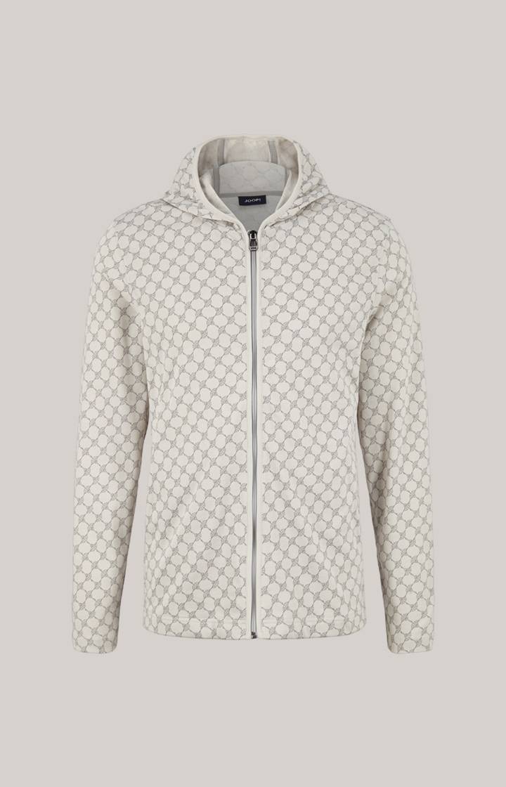 Joop Loungewear Sweatjacke in Offwhite/Grau gemustert Fabrikverkauf