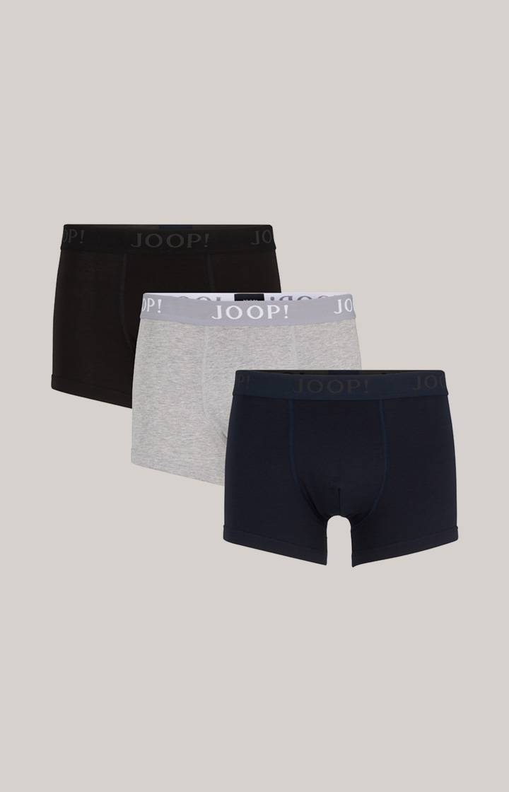 Joop 3er-Pack Fine Cotton-Stretch Boxer in Schwarz/Navy/Grau meliert