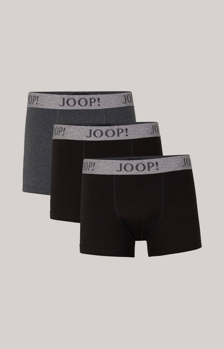 Joop 3er-Pack Fine Cotton Stretch Boxer in Schwarz/Dunkelgrau meliert Exklusivangebot