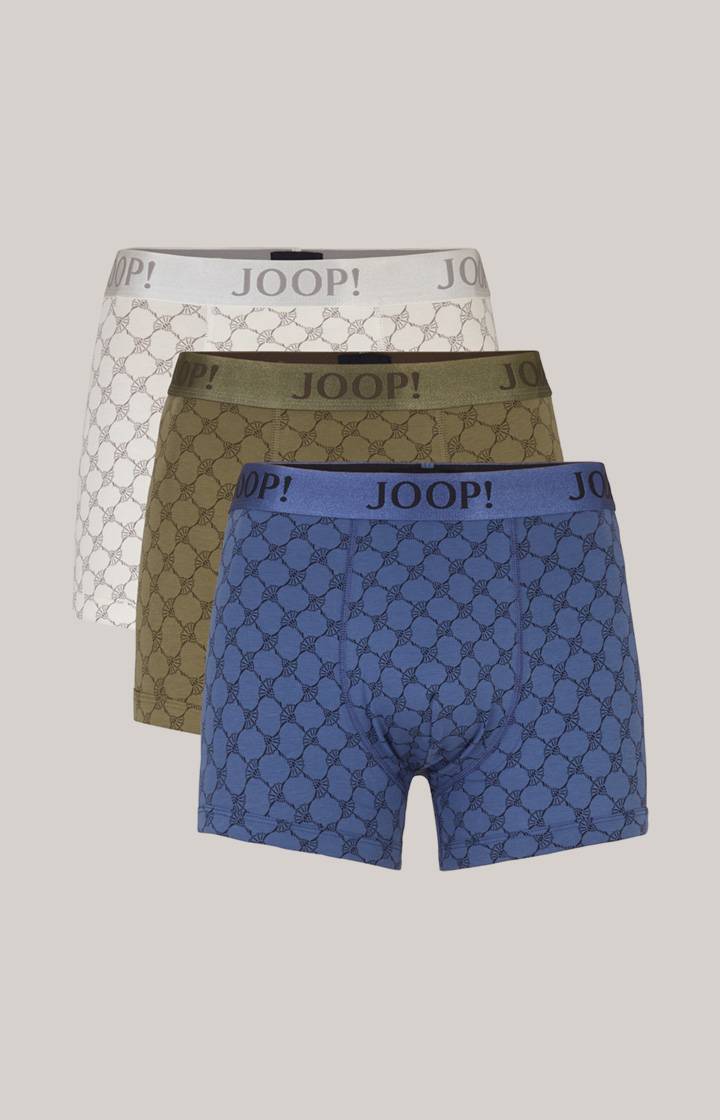 Joop 3-er Pack Boxer in Oliv/Weiß/Blau gemustert Preisnachlass