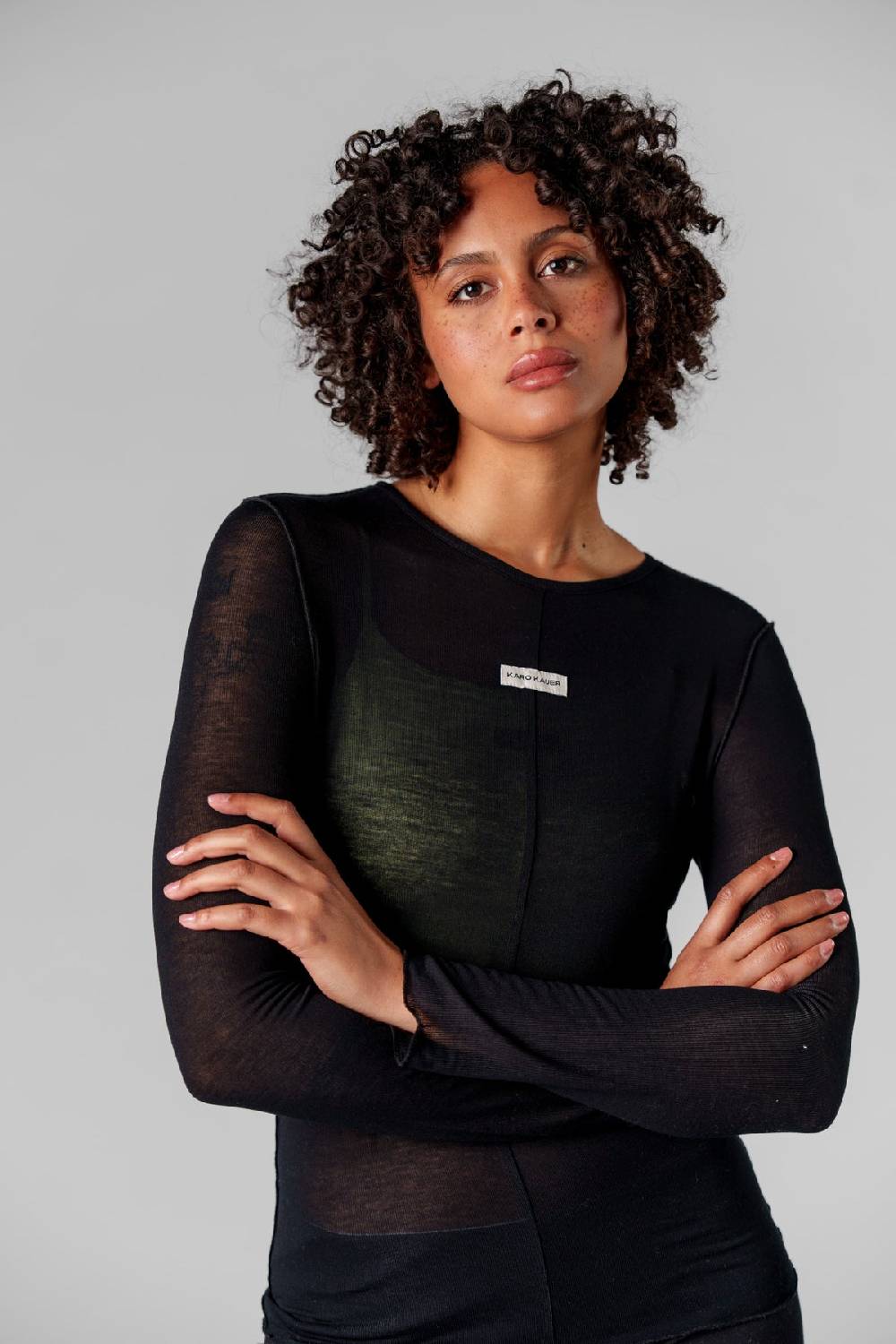 Karo Kauer Mesh Longsleeve Black Discount Store für neue Produkte