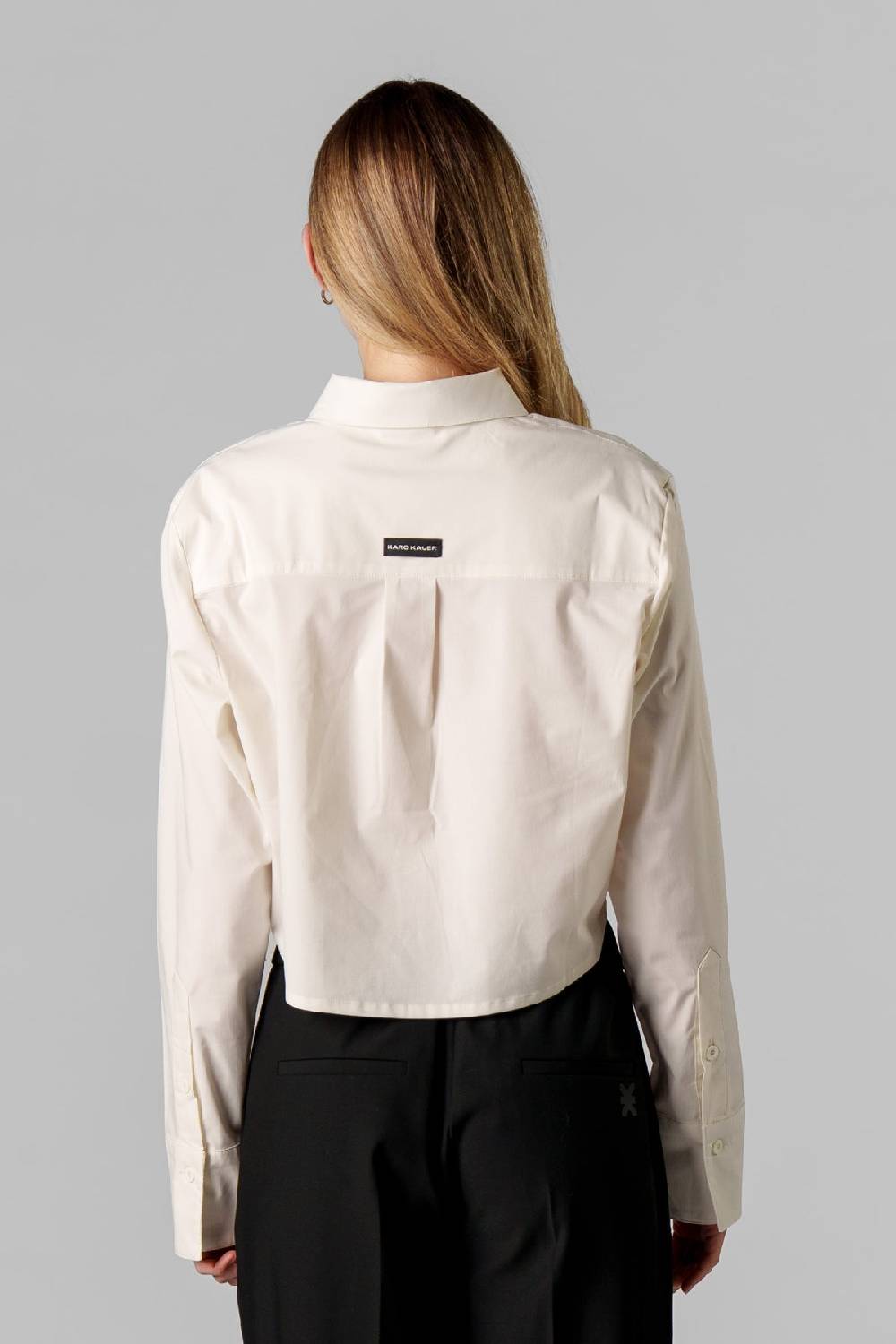 Karo Kauer Woven Blouse Cropped Creme Im Verkauf