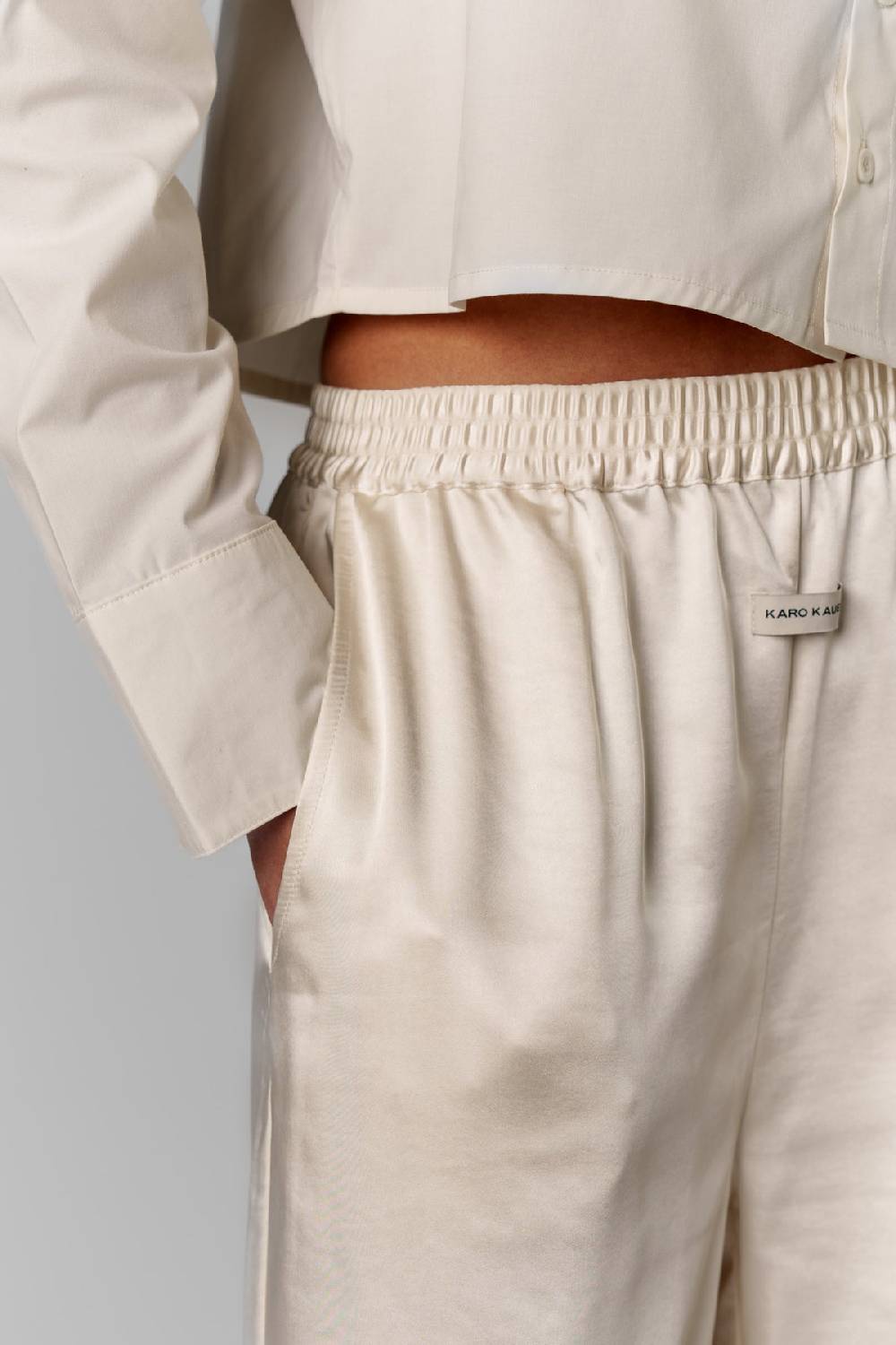 Karo Kauer Satin Pants Creme zollfrei