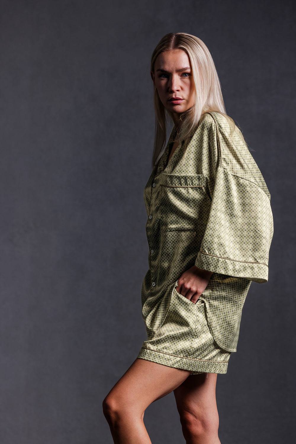 Karo Kauer Retro Shorts Khaki Bis zu 65% Rabatt