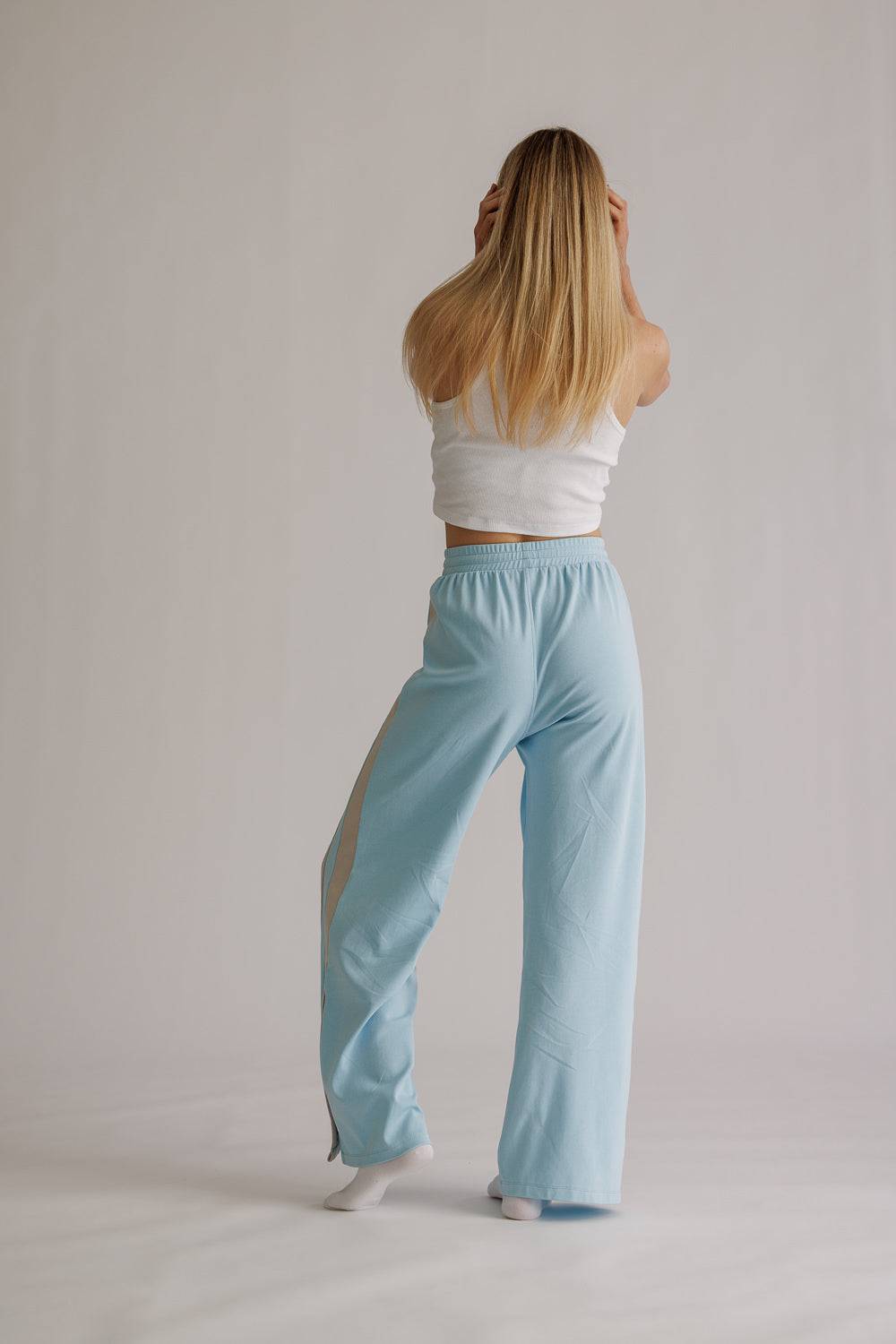 Karo Kauer Tracksuit Jersey Pants Light Blue Im Verkauf