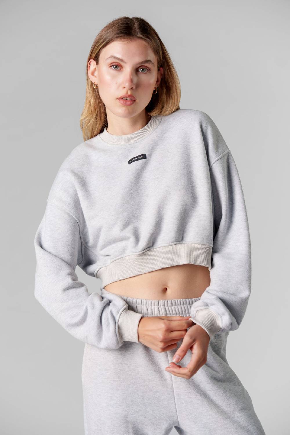 Karo Kauer Cropped Sweater Melange Angebote