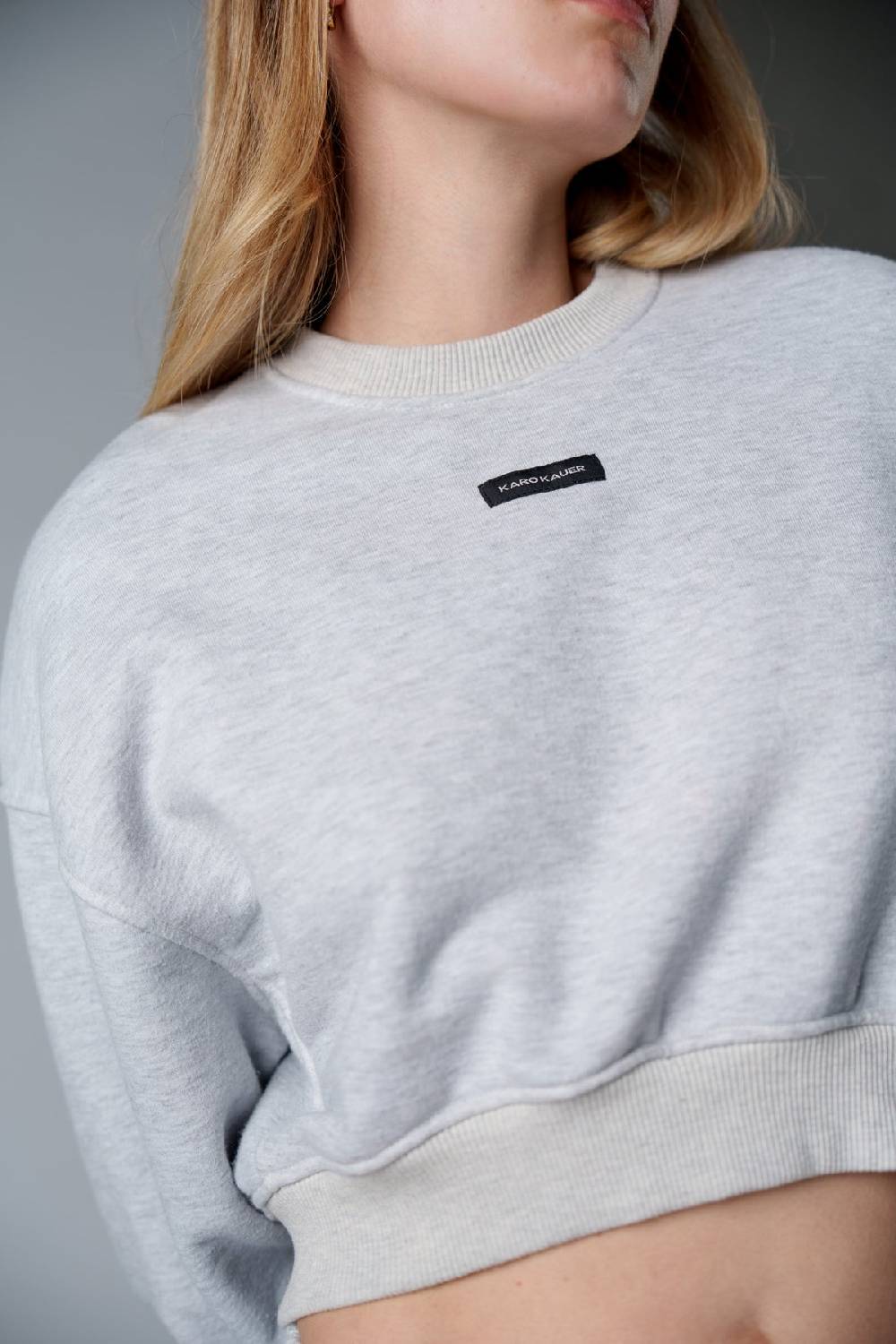 Karo Kauer Cropped Sweater Melange Angebote