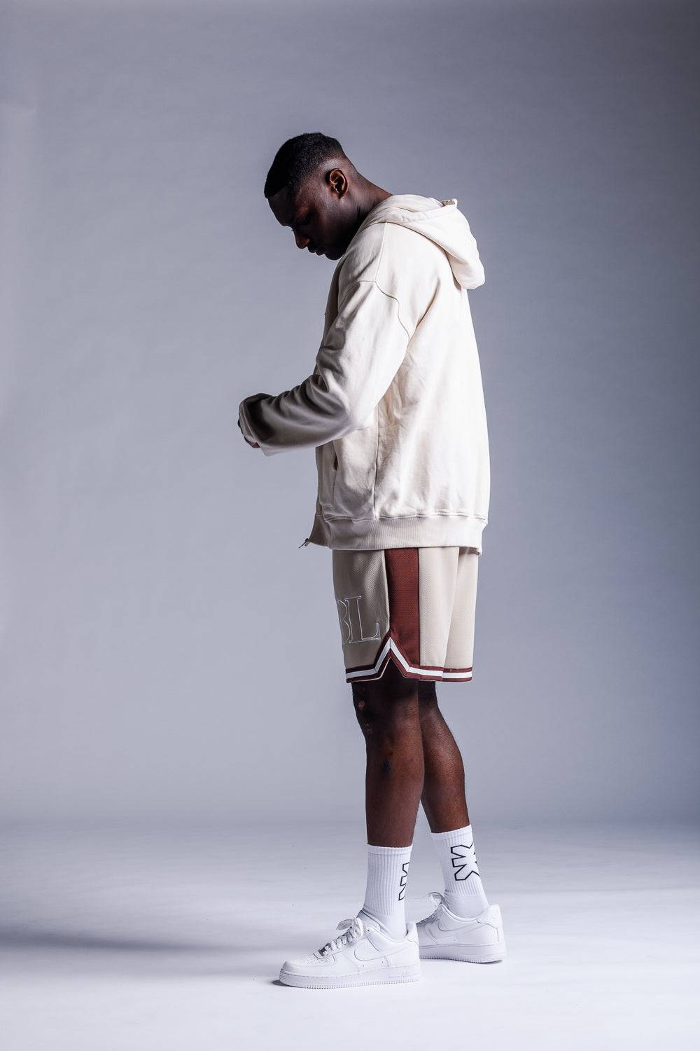 Karo Kauer Zipped Hoodie Beige Günstiger Verkauf