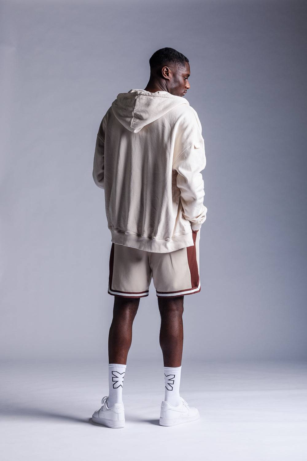 Karo Kauer Zipped Hoodie Beige Günstiger Verkauf