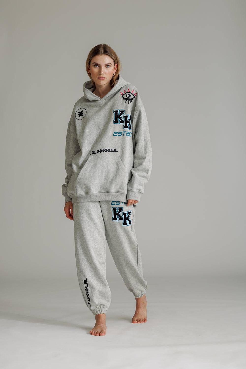 Karo Kauer Hoodie Grey Melange Fabrikpreis