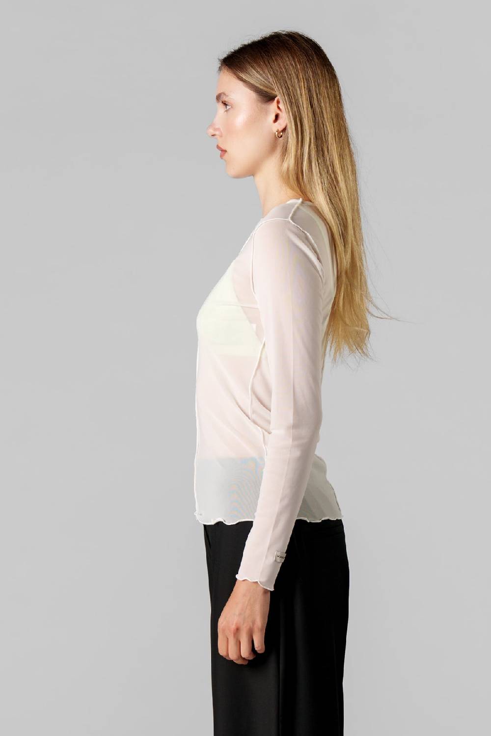 Karo Kauer Mesh Longsleeve Creme Saisonschlussverkauf