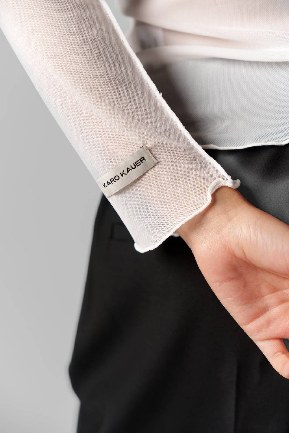 Karo Kauer Mesh Longsleeve Creme Saisonschlussverkauf
