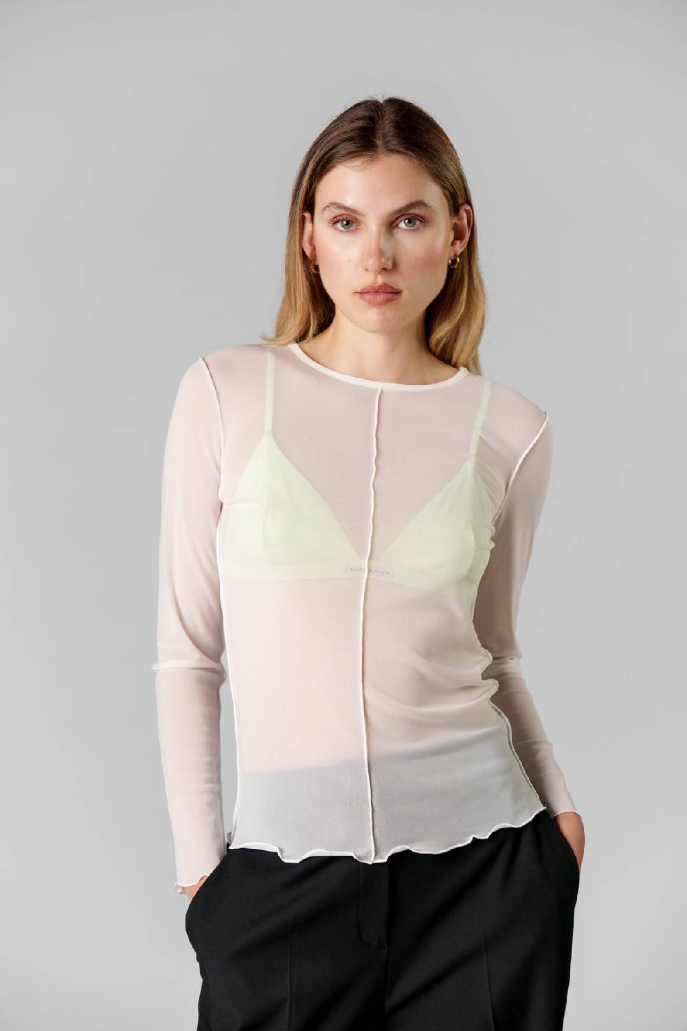 Karo Kauer Mesh Longsleeve Creme Saisonschlussverkauf