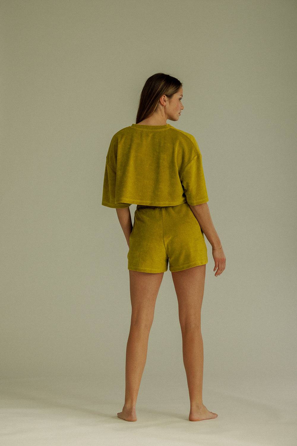 Karo Kauer Frottee T-Shirt Olive Preisnachlass