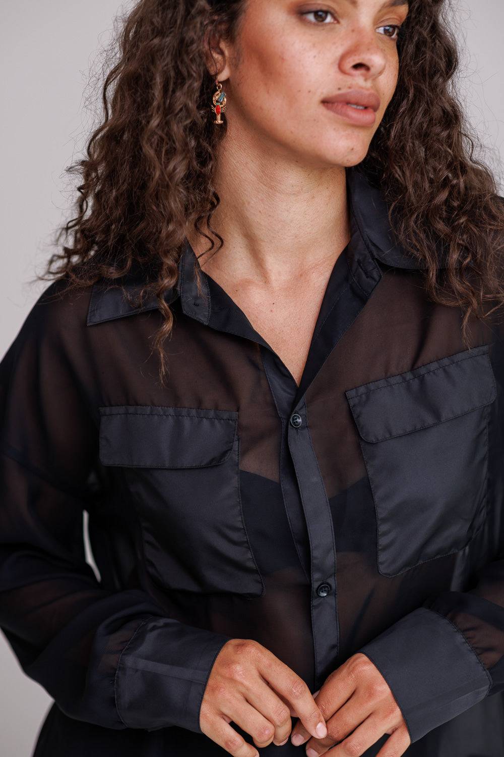 Karo Kauer Blouse Transparent Black Saisonschlussverkauf