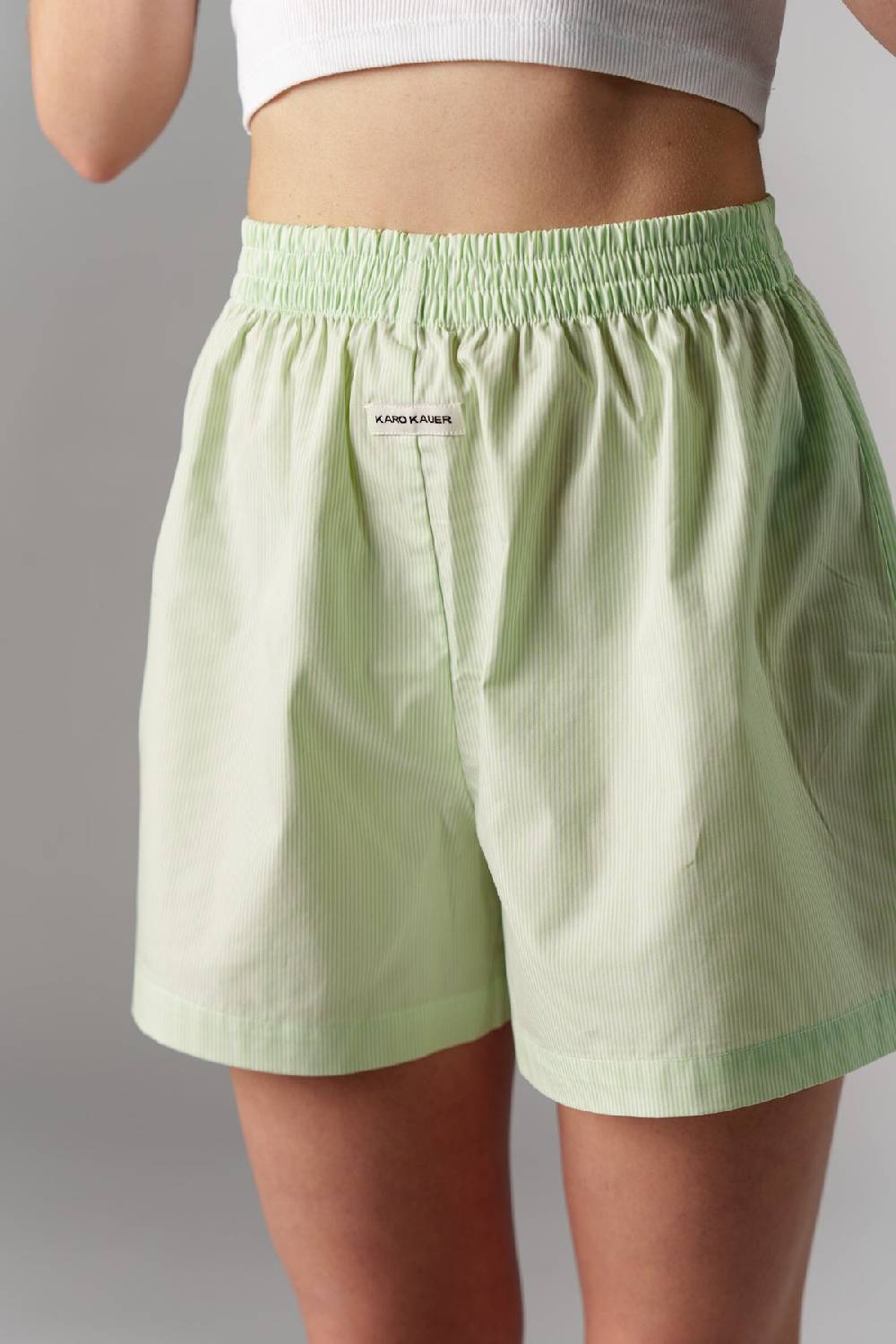 Karo Kauer Woven Shorts Striped Matcha Weihnachtsangebot