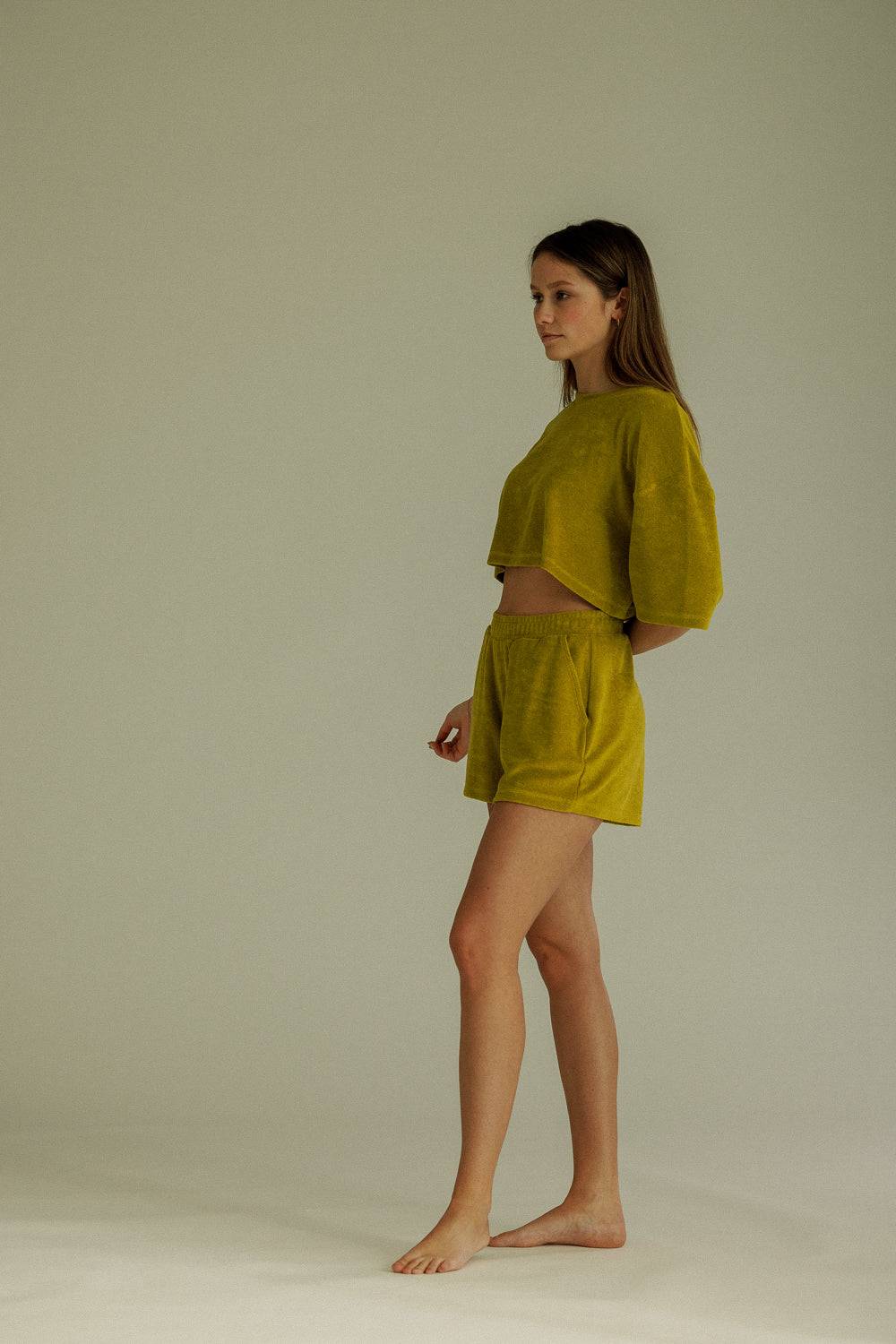 Karo Kauer Frottee Shorts Olive Tägliche Deals