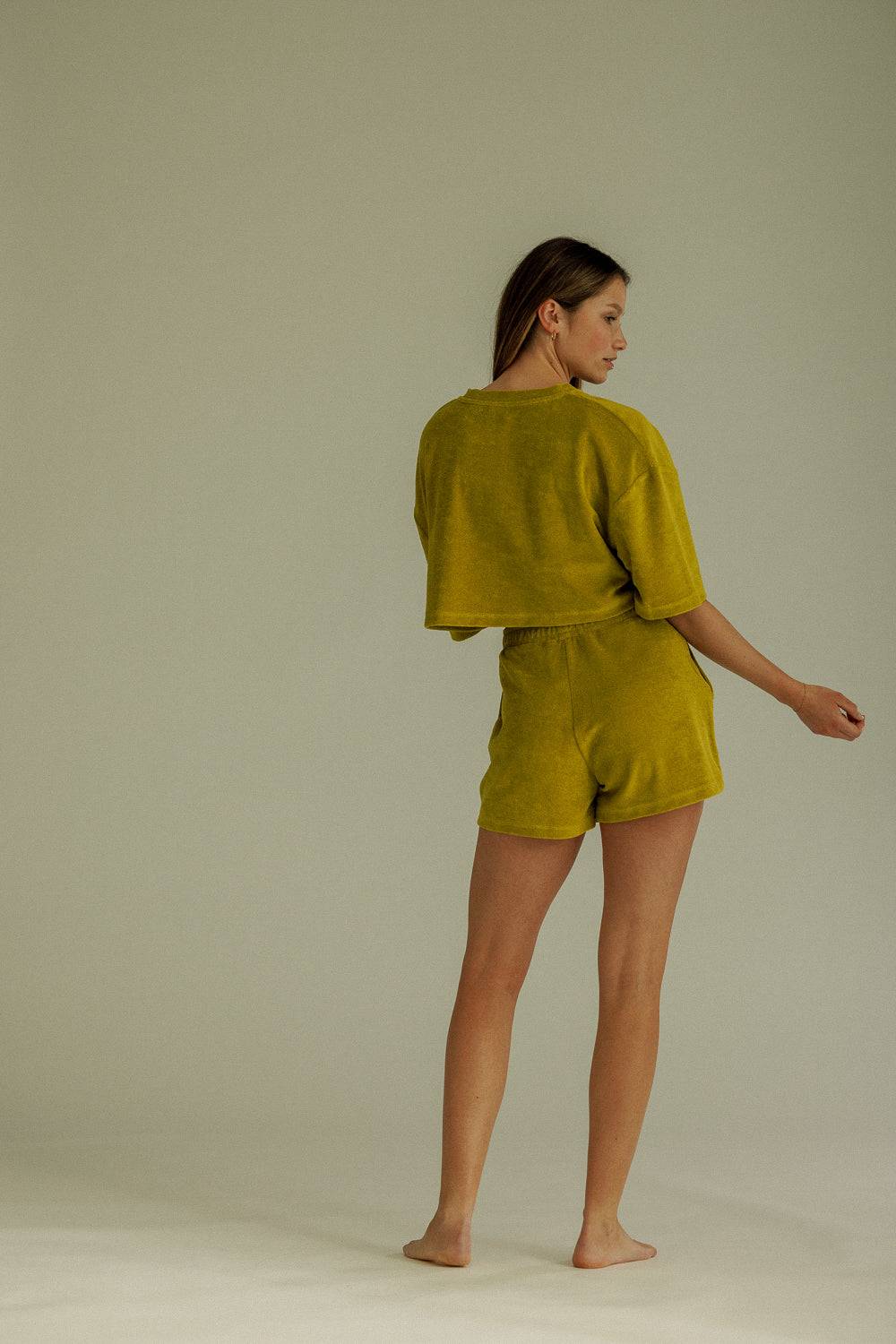 Karo Kauer Frottee Shorts Olive Tägliche Deals