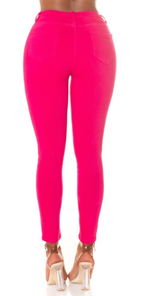 Koucla Sexy Highwaist Jeans "pink" mit Knopf-Details Exklusive Angebote