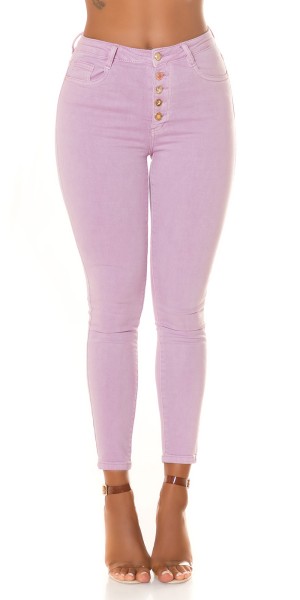 Koucla Sexy Highwaist Jeans "flieder" mit Knopf-Details Große Rabatte