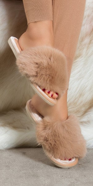 Koucla Sexy Pantolette mit Kunstfell Saisonale Angebote