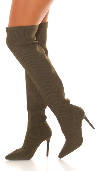 Koucla Sexy Musthave Overknee Stiefel gerippt Räumungsverkauf