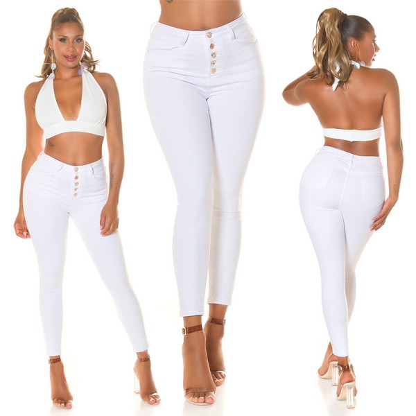 Koucla Sexy Musthave Highwaist Jeans mit Knopf-Details Sonderangebot der Fabrik