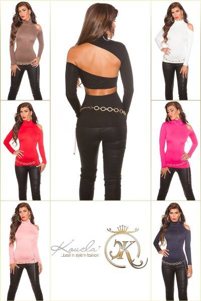 Koucla Sexy KouCla oneshoulder Rollishirt mit Sexy Back Günstiger Verkauf