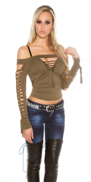 Koucla Sexy KouCla Shirt mit sexy Rissen Fabrikverkauf