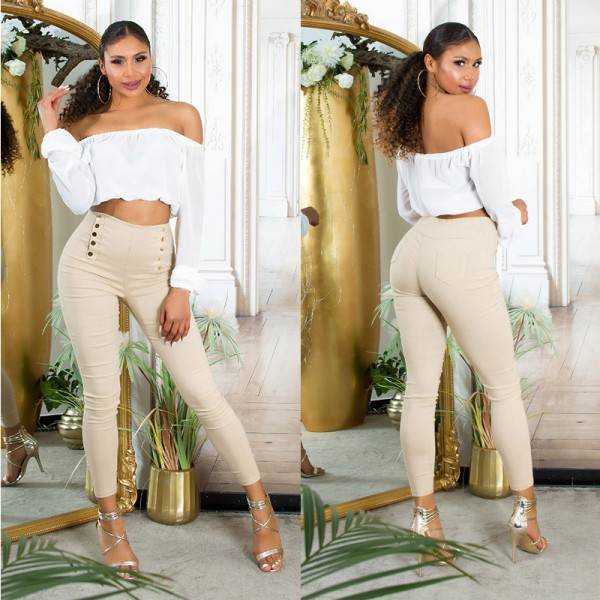 Koucla Sexy Highwaist Hose mit Deko Knöpfen Online