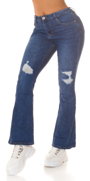 Koucla Sexy Highwaist Wide Leg Jeans im Used Look Versandkostenfrei